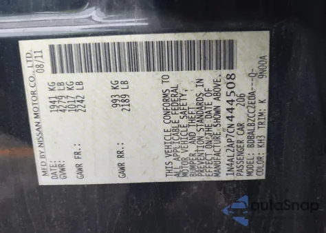 2012 Nissan Altima S from USA, damaged, VIN 1N4AL2AP7CN444508